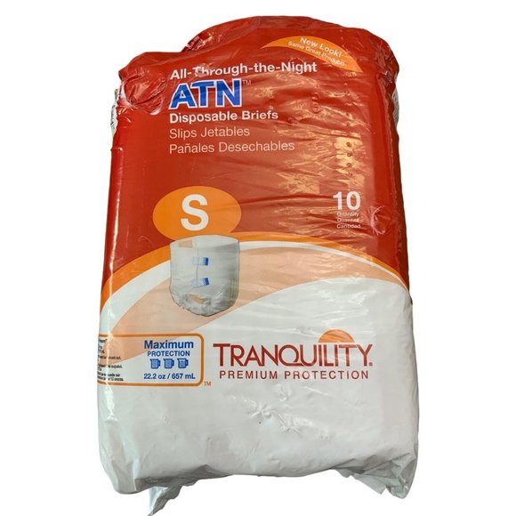 Tranquility All-Through-the-Night (ATN) Adult Disposable Briefs - Size S - 10 ct - Picture 1 of 4